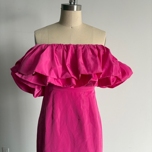 $595 NWT RHODE “Viola” Ruffle Midi Dress in Malibu Pink Sz 2 - Picture 5 of 13